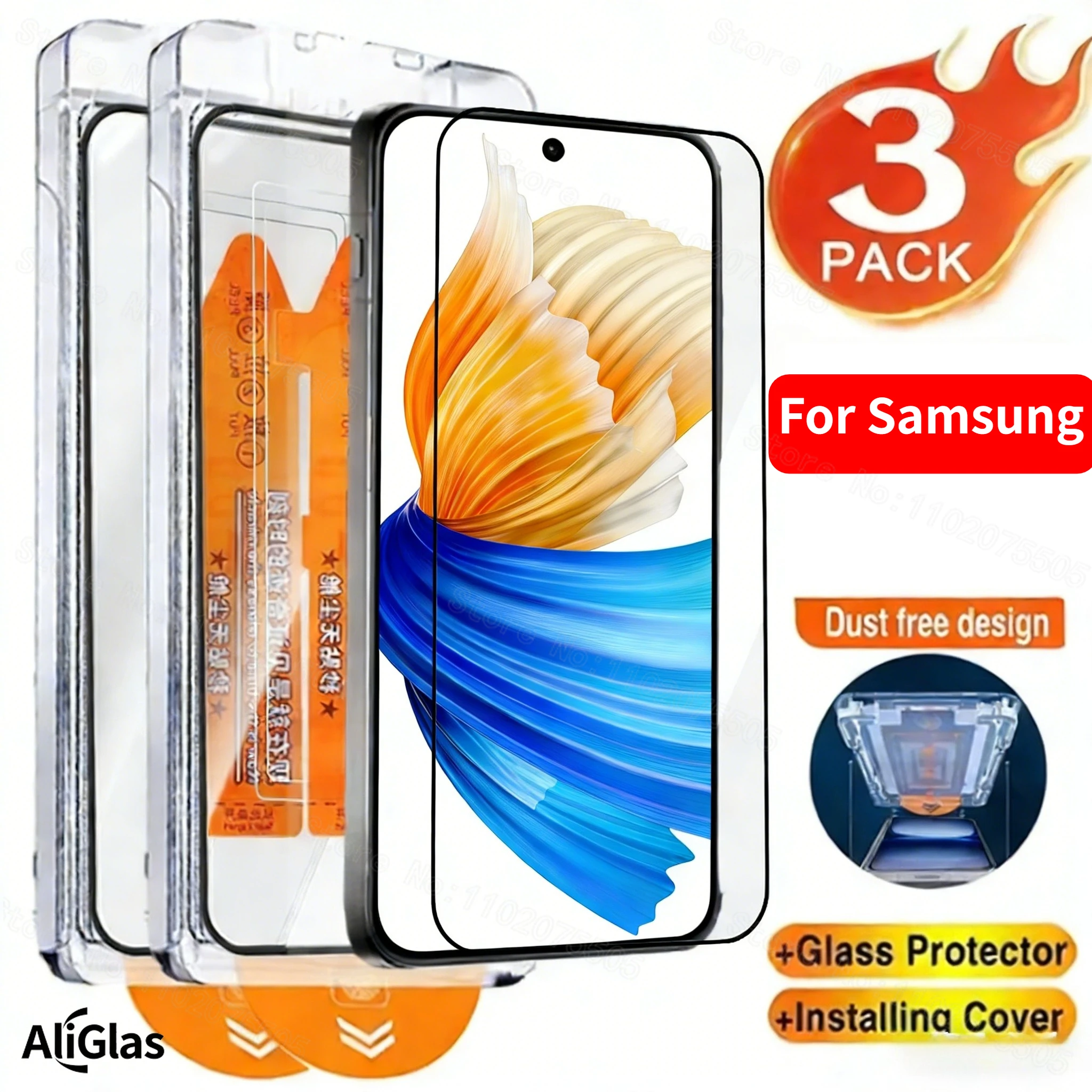 

3Pcs Full Cover Screen Protectors for Samsung Galaxy S26 S25 S24 Ultra S23 S22 S21 Plus S24 S25 FE One Click Installation Glass