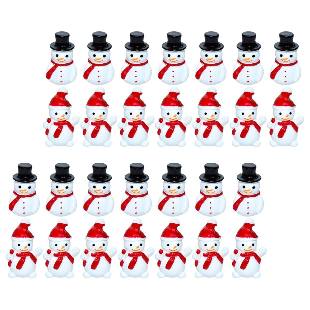 

40pcs Mini Snowman Statue Landscape naments Play House Toys Black Red Hat Resin Christmas Gift Party Decor