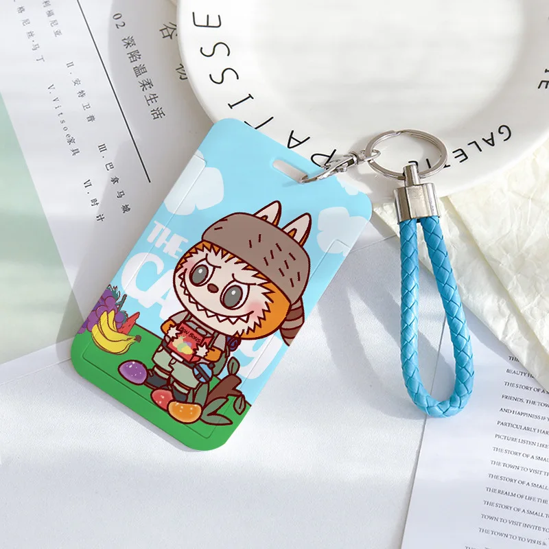 Cartoon Punk Rabbit La Cloth Card Set Cartoon Cute Protective Bag Set Send Lanyard School Bus Meal Card Subway Card Keychain