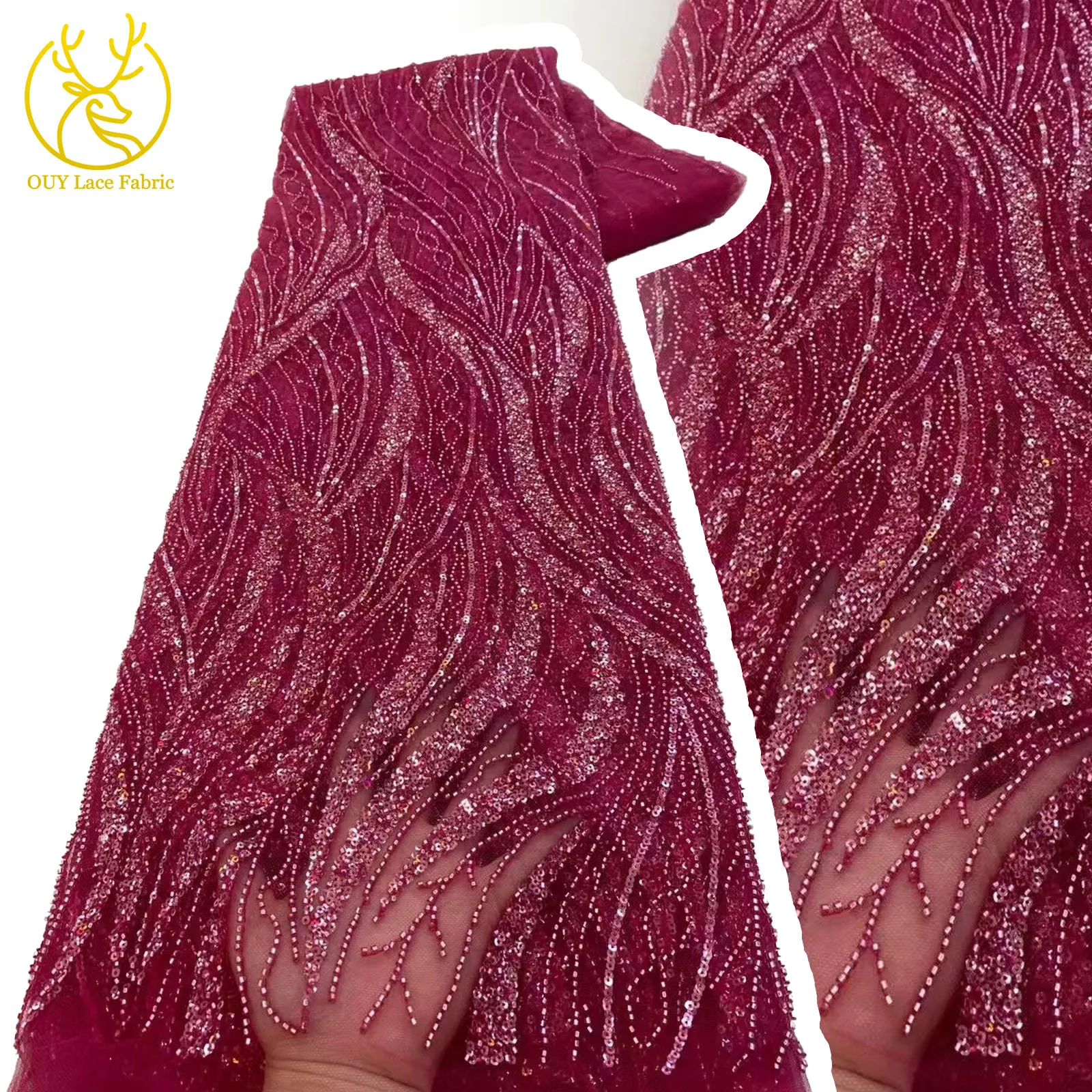 

African Sequins Beaded Groom Lace Fabric 2025 High Quality French Tulle Embroidered Lace Fabric Nigeria Wedding Dress Fabrics