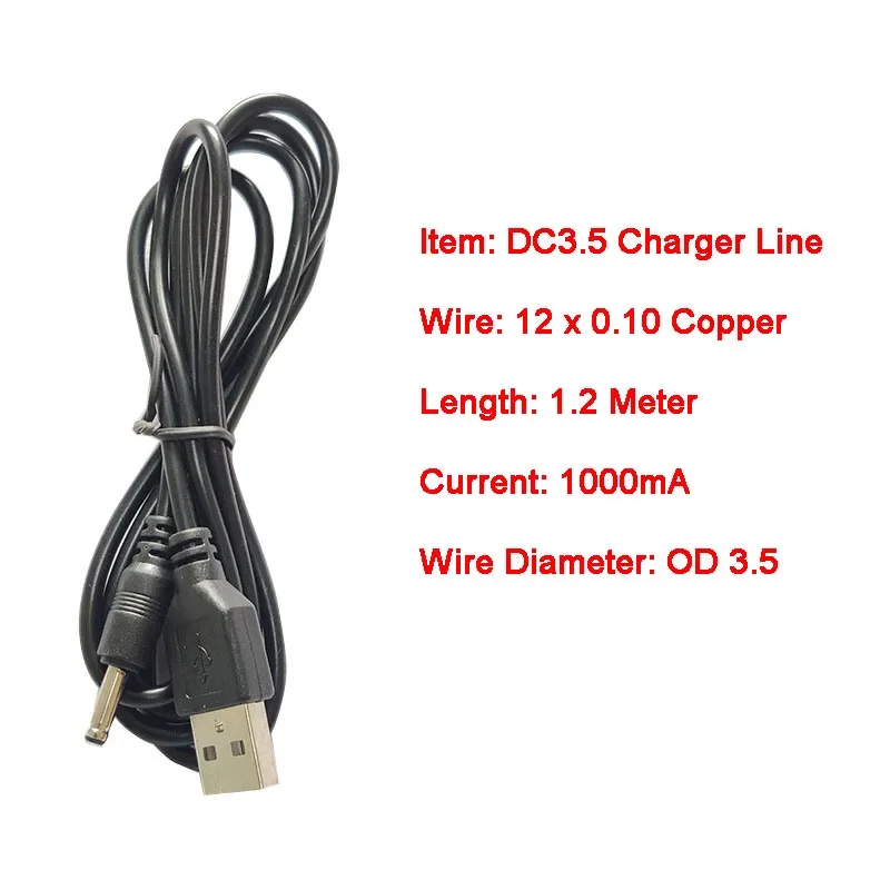 JOYING LIANG Flashlight USB Charging Cable Torch DC External Diameter 3.5mm cable