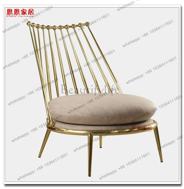 LSYZ Stainless steel backrest casual chair cotton and linen fabric soft bag seat cushion