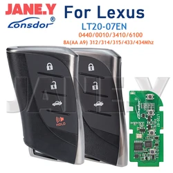 Smart Remote Key Car Lonsdor LT20-07EN For Lexus RX ES300h ES200 LS500 LS500H 0440433.58/434.42MHz 312/314.3Mhz 8A AA A9 BA Chip