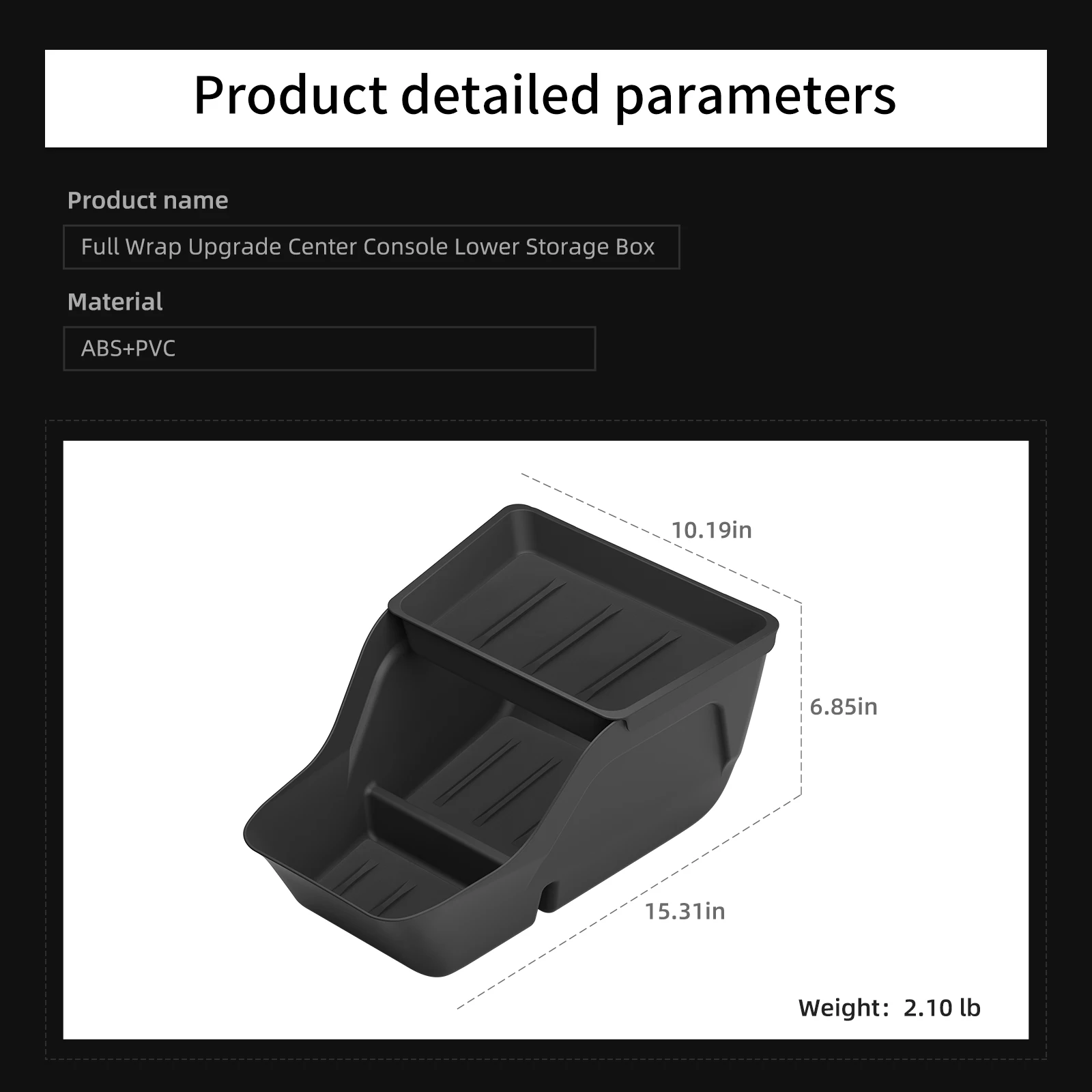 LUCKEASY for Tesla Model Y Juniper Standard RWD 2026 2025 Center Console Lower Storage Box Full Wrap Tray ABS Organizer Black