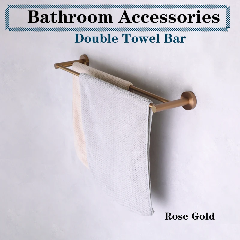 Rose Gold Robe Hook Toilet Brush Toothbrush Holder Towel Ring Glass Soap Dish Towel Rack Double Towel Bar SUS304