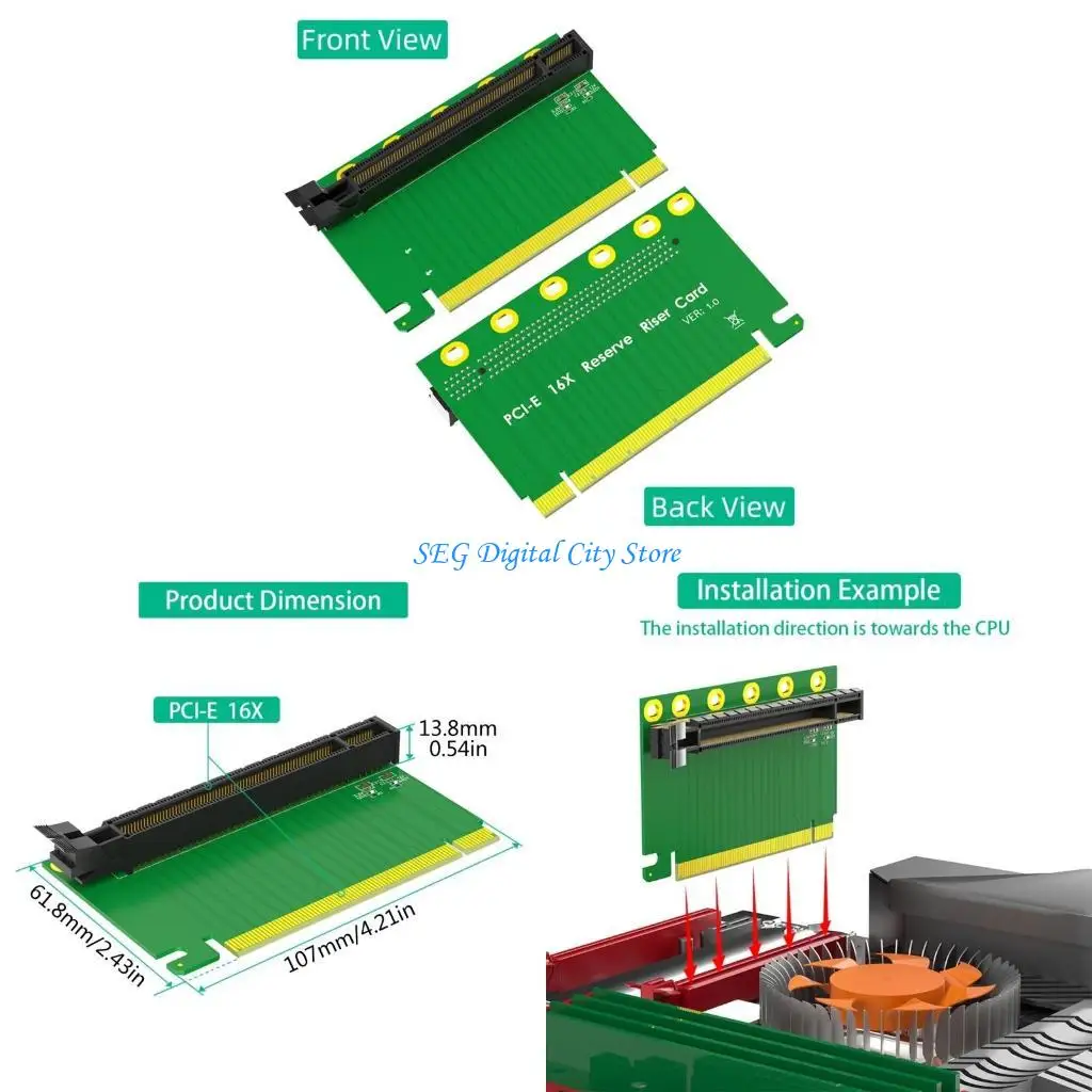 U75b PCIE3.0 16X Card orientação reversa 90 graus para expansão desktop servidores 2U