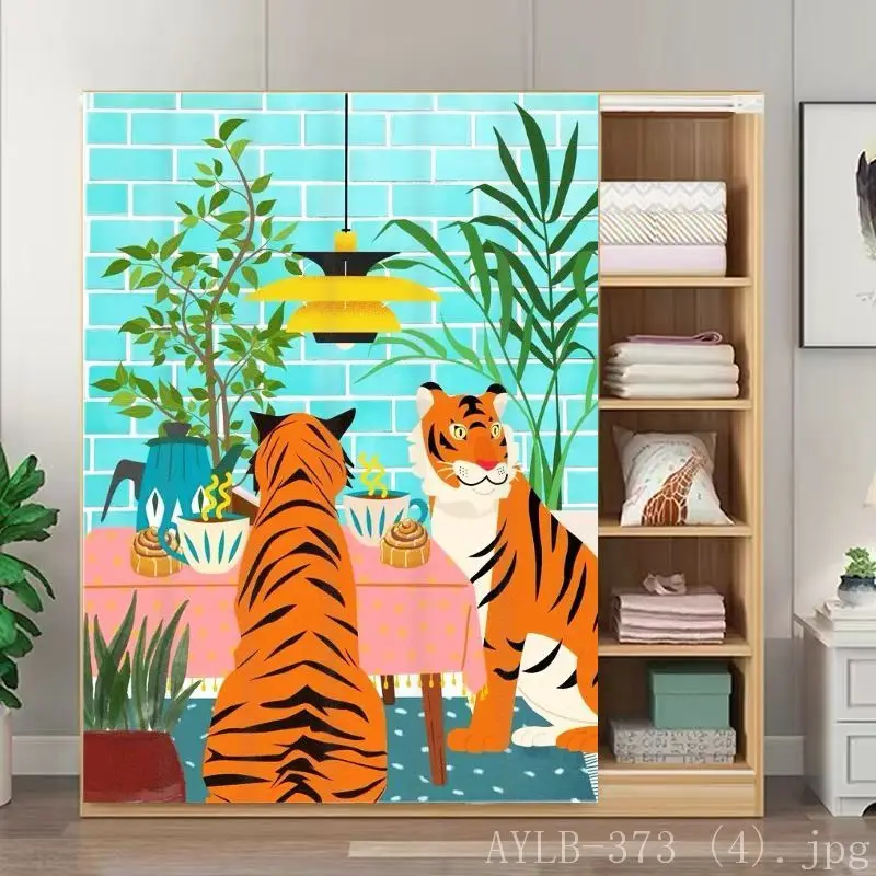 VIKAMA Jungle Floral Noren Door Curtain Wildlife Japanese Style Minimalist Wardrobe Closet Organizer Partition Home Decor
