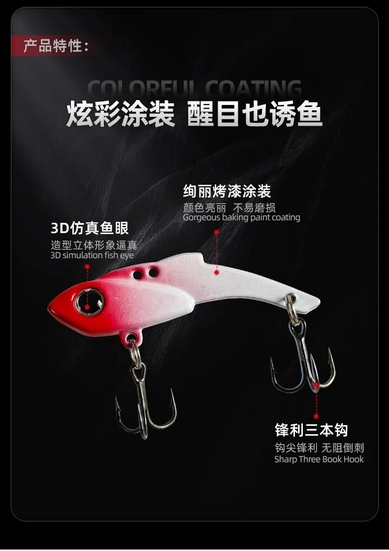 Mini VIB Angelköder 36mm 3,5g/42mm 5g/47mm 7g Sinkende Wobbler Künstlicher Harter Köder mit Blei im Inneren Metall-Crankbait für Hecht – Detail 2