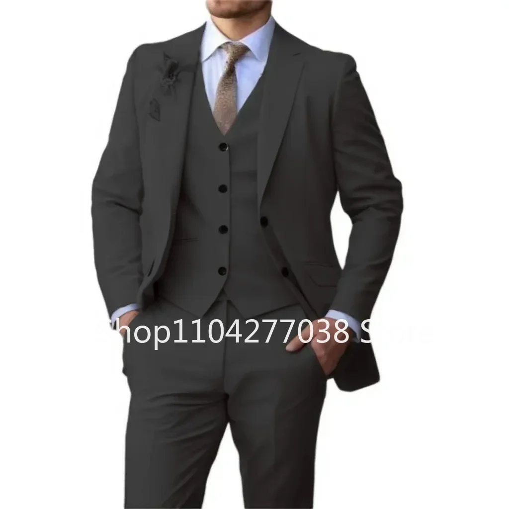 بدلة رسمية للرجال، سترة وبنطلون، طية صدر مدببة، بدلة سهرة عصرية، فساتين زفاف، أعمال، حفلة مسائية، 3 قطع