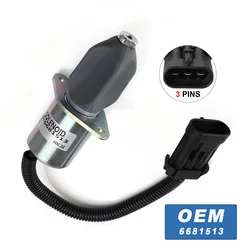 12V Fuel Shut Off Solenoid Switch 6681513 Stop Shut Down Solenoid Kit For Bobcat Skid Steer 751 753 763 773 643 743