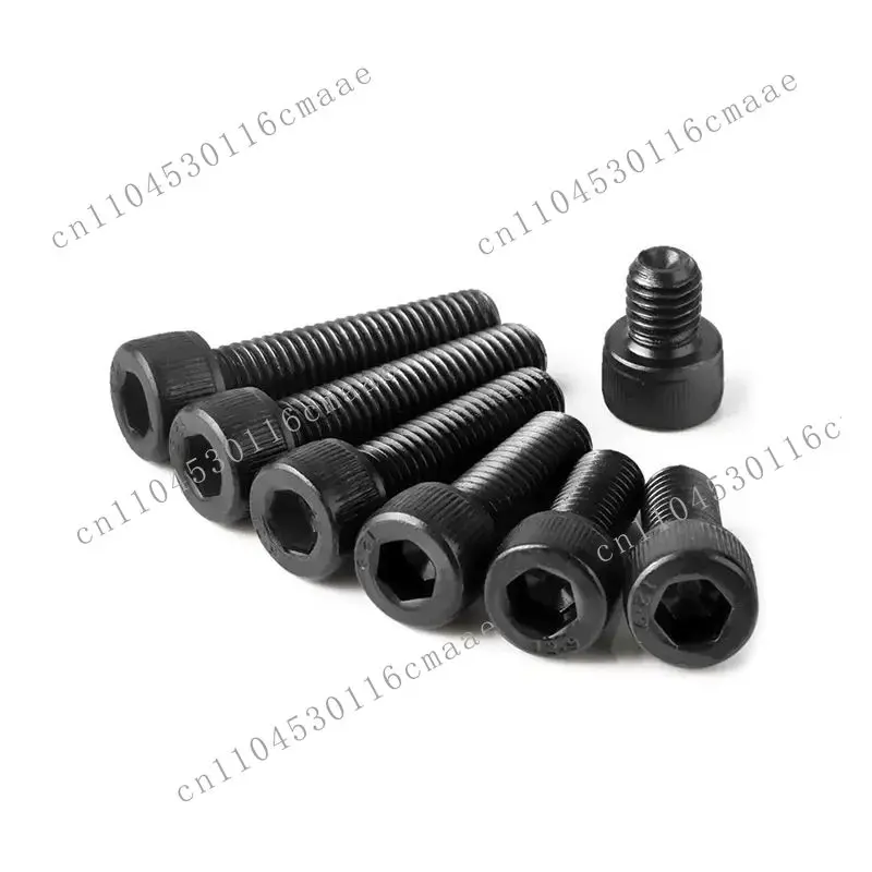 Custom 12.9-grade black hex socket screws, blackened full-thread cylindrical head, high-strength cup-shaped bolt factory