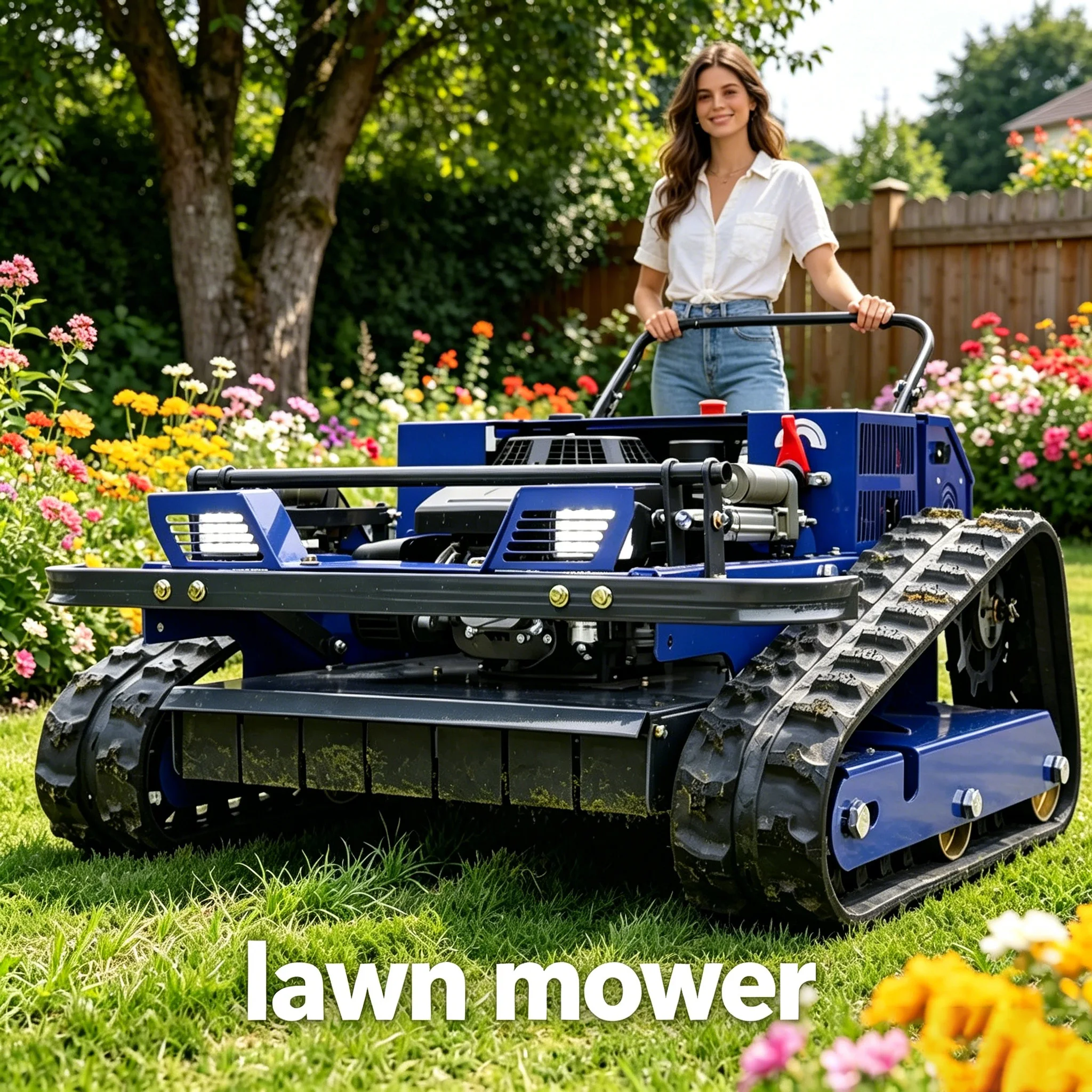 

Customized Home Use Remote Control Rotor Mower with Caterpillar Tracks for Manual Garden Mowing