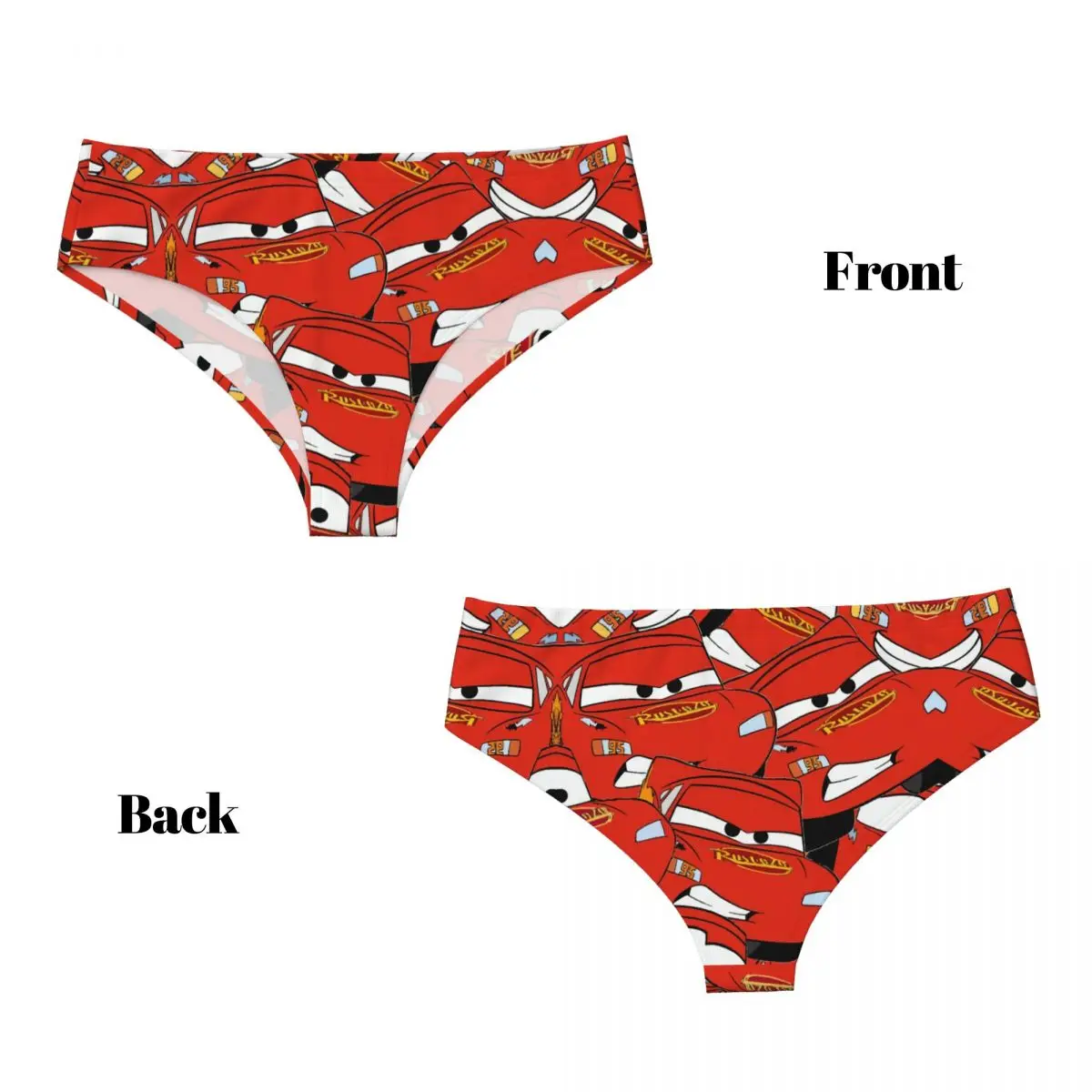 Custom Womens Lightning McQueen Collage Cartoon Panties Comfort Briefs Underwear