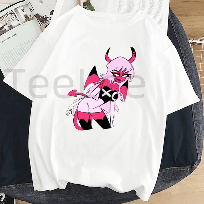 Cartoons Helluva Boss Tshirts Female Printed Anime Woman Graphic Tops Tees Harajuku Comedy Tee Vintage Women\'s T-shirt