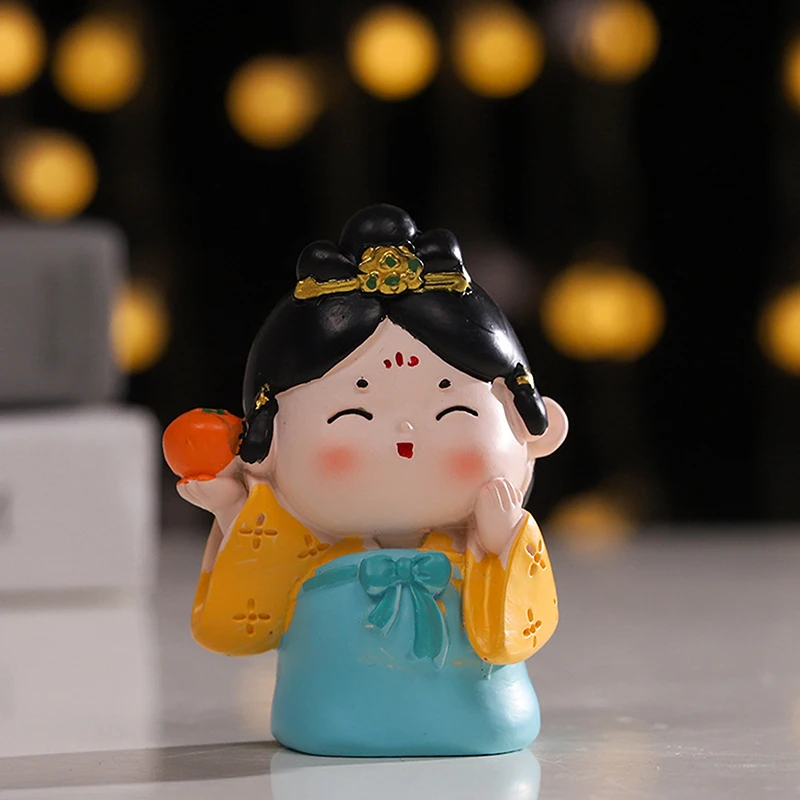 Ancient Style Tang Dynasty Doll Ornament Cartoon Resin Tang Dynasty Ladies Car Decoration Decorative Micro Landscape Ornaments