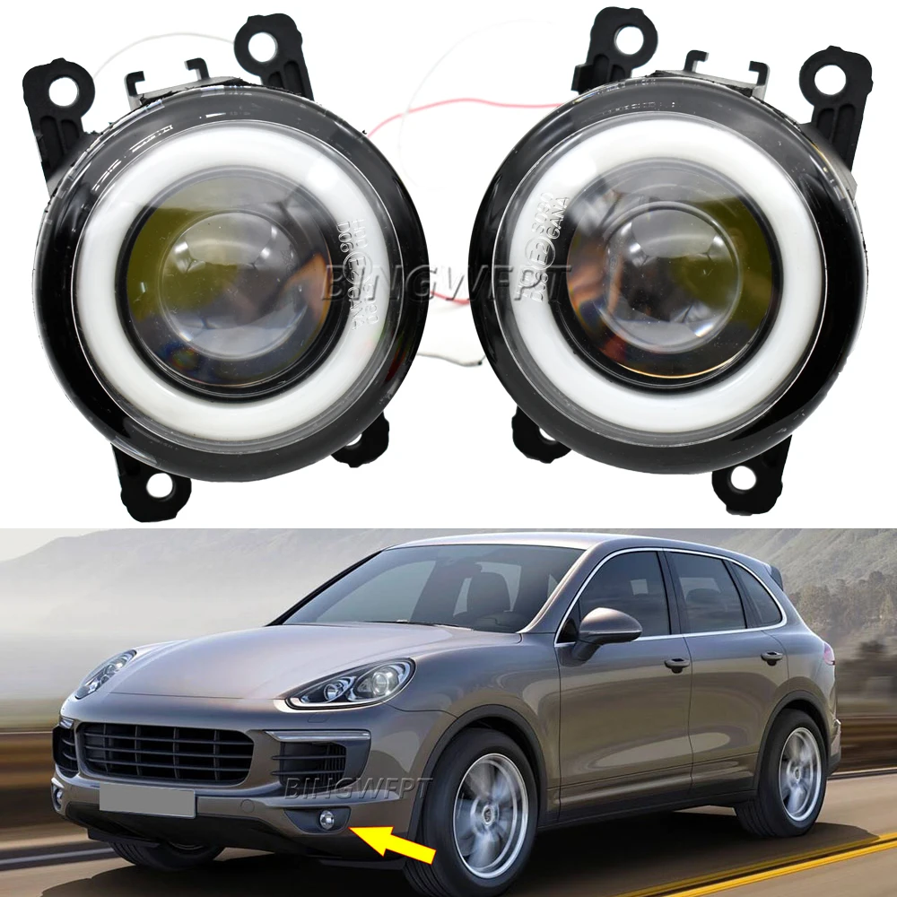 

1Pair LED Angel Eye DRL Daytime Running Lamp Waterproof For Porsche Cayenne 92A 958 2010-2015 Fog Lights Lens Car Styling