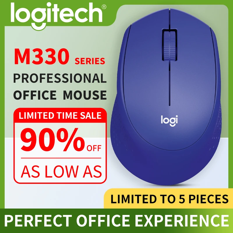 ماوس المكتب Logitech M330 Professional مدمج وهادئ ومريح للحمل ومريح للمس ومصمم خصيصًا