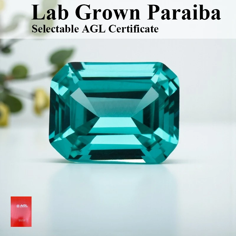 

Выращенный в лаборатории параиба изумрудной огранки, свободный драгоценный камень для серег, колец, изготовления ювелирных изделий на выбор, сертификат AGL