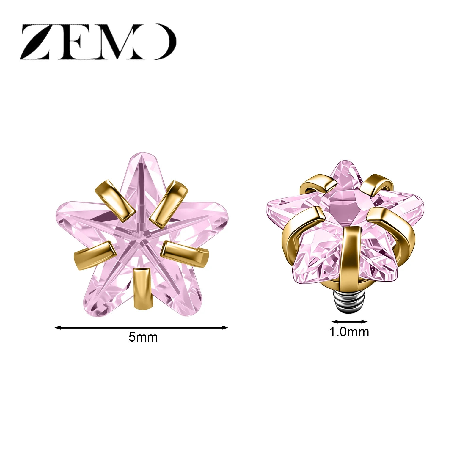 Stainless Steel Dermal Anchor Top with CZ Crystal
