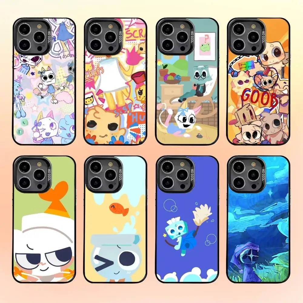 

Cartoon Goob D-Dandys World Phone Case For iPhone16 15 14 13 12 Pro Max Grey Black Matte Laser Metallic Aurora Funda