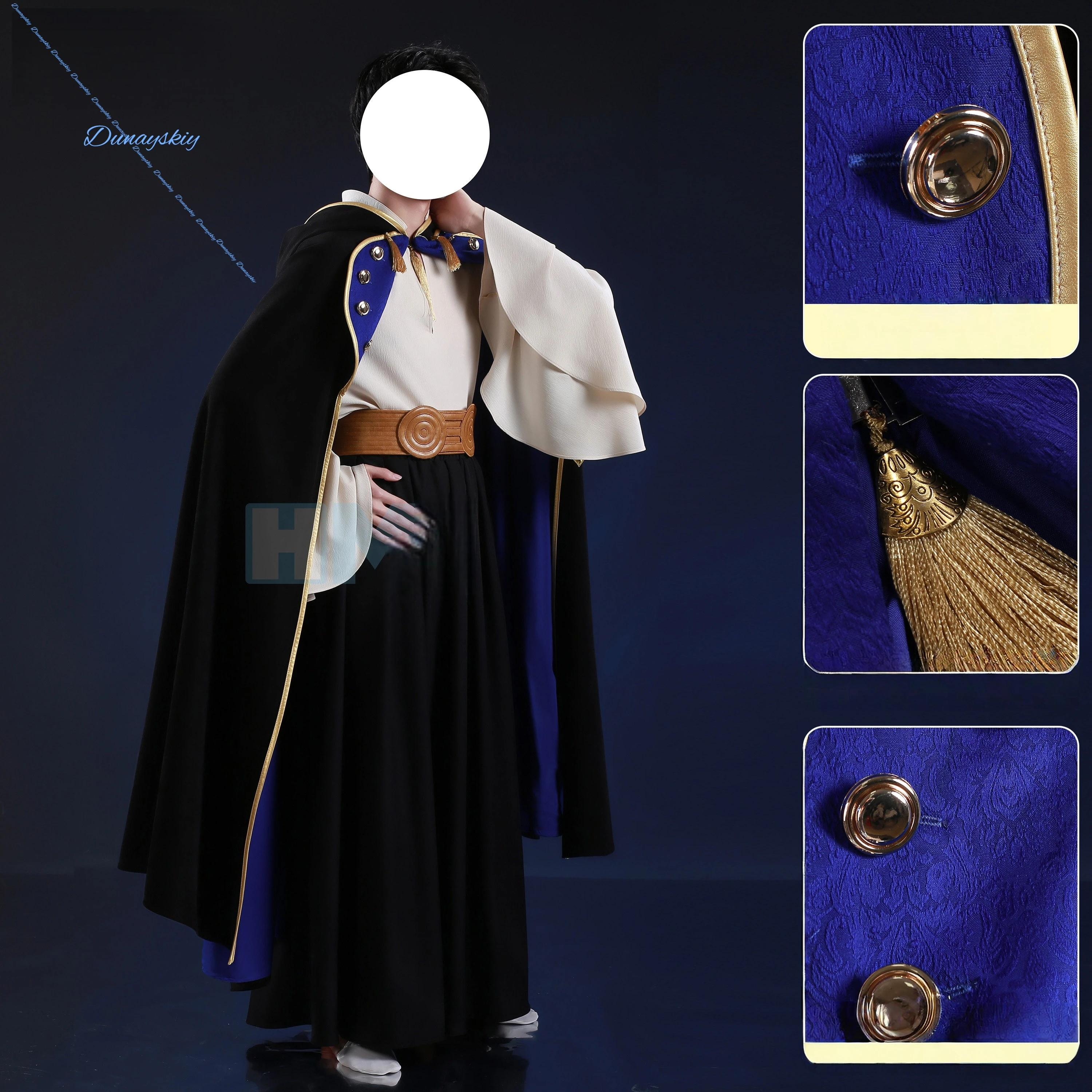 Anime Witch Hat Atelier Olruggio Cosplay Costume Adult Men Hat Cloak Dress Wig Roleplay Witch Hat Disguise Halloween Party view 3