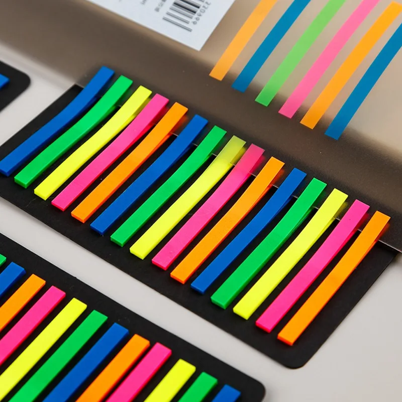 100/300PCS Color Stickers Transparent Fluorescent Index Flags Stickers Label Plan Stickers Kids Gifts School Office Supplies