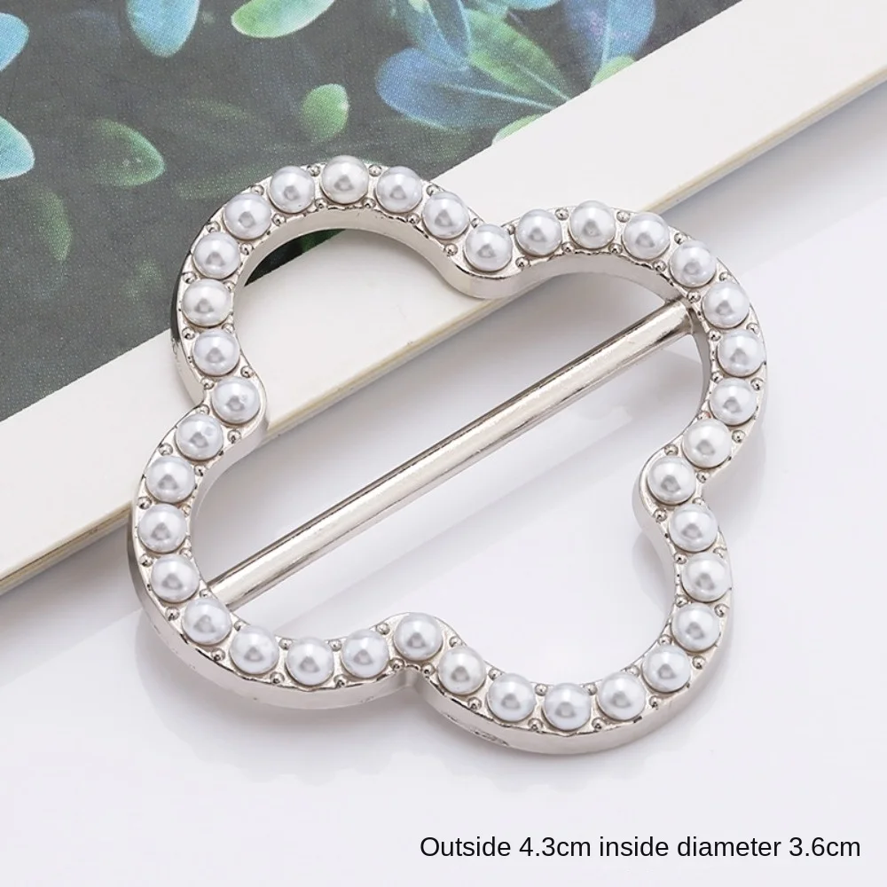 Fashion Pearl Scarf Ring Clip Rhinestone Round Circle Heart Tie Clips Side Waist Tightener Metal Shirt Clip for Women Lady