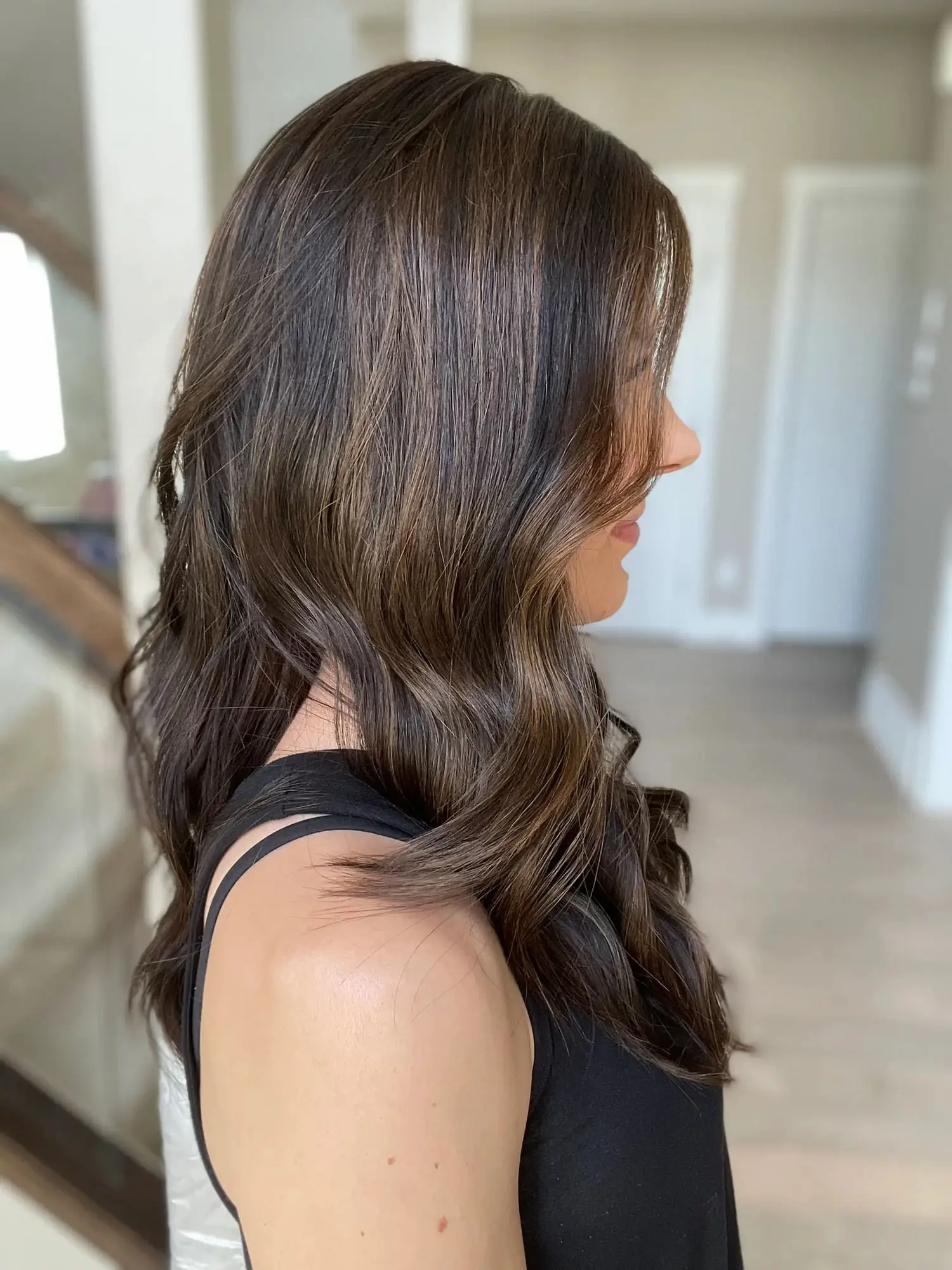 New Style Premium Human Hair Blended Synthetic Wigs 22Inches Ombre Chestnut Brown Highlight Color Luxury Lace Top Wig for Women