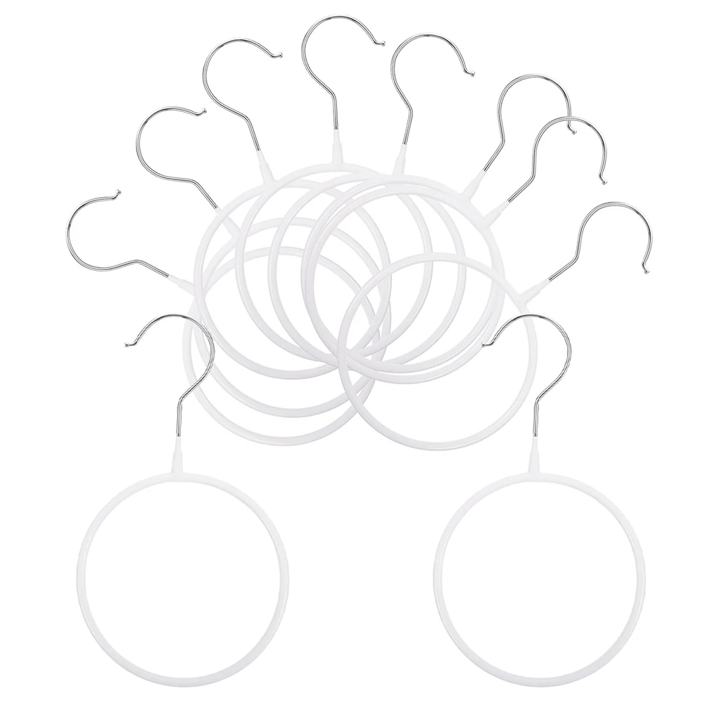 

10 PCS Belt Scarf Ring Hanger for Closet Tie Holder Wardrobe Towel Rack Hanging Organizer and White