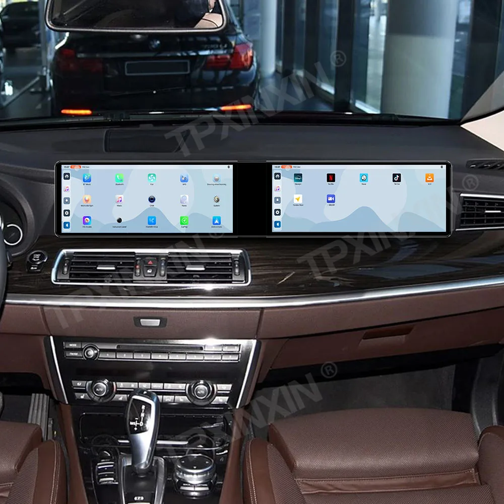 

12,3-дюймовый автомобильный радиоприемник с двойным экраном для BMW 5 серии GT CIC/NBT 2009-2017, автомобильный мультимедийный видеоплеер, стерео, авто GPS-навигация, Carplay
