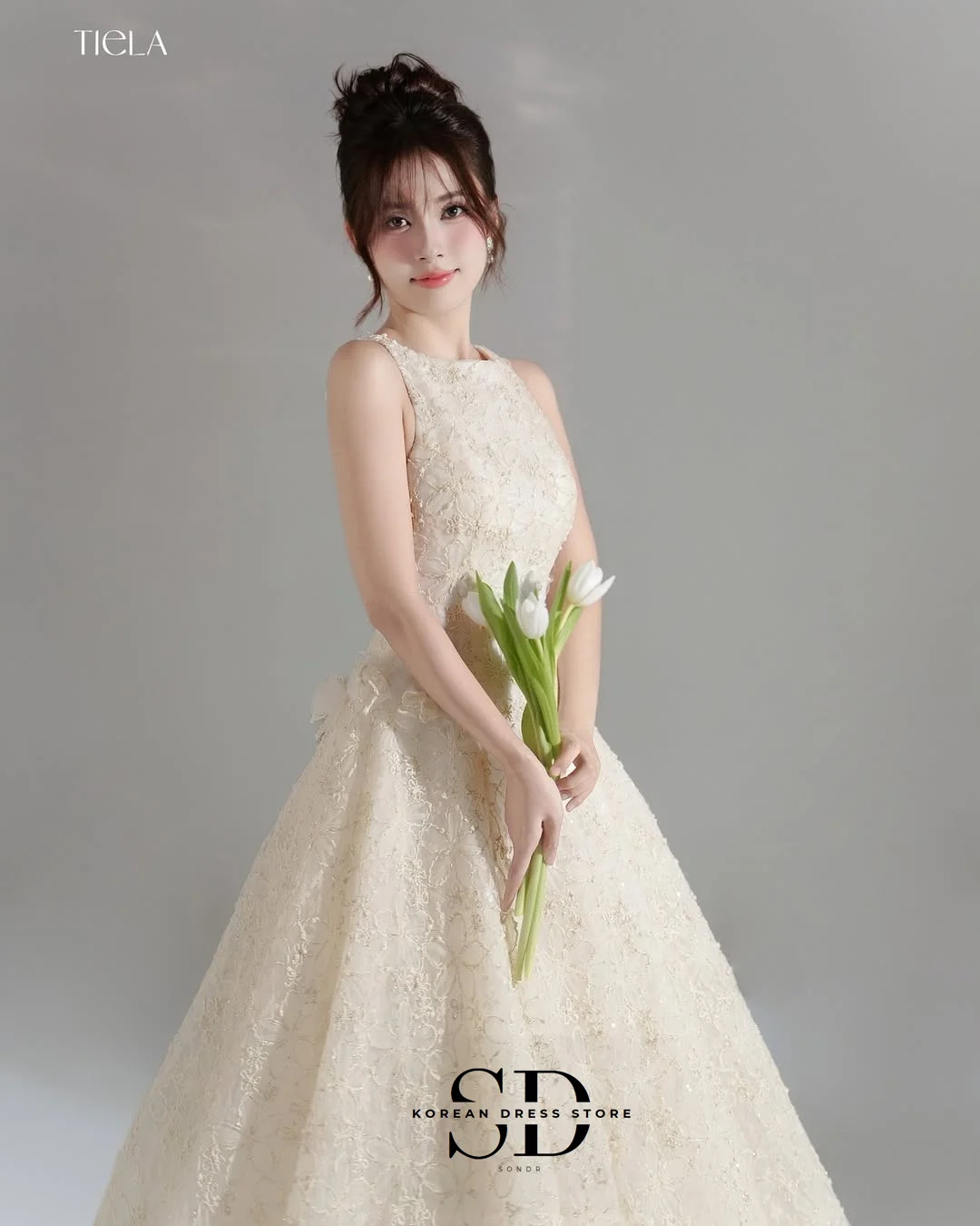 Sondr Luxury Women Party Dresses Korean Wedding Snap Dresses Customized A Line O-Neck Sleeveless Reception Dress Evening Gown