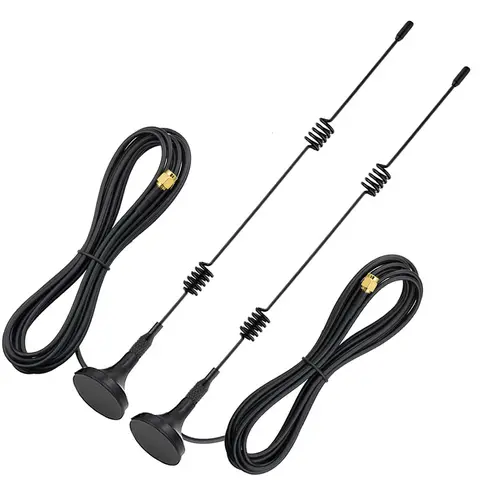 2PCS 2.4GHz 5.8GHz Dual Band WIFI Antenna 7dBi Magnetic Base RP SMA Male with 3M Extension Cable GR174 for Wifi Router Modem