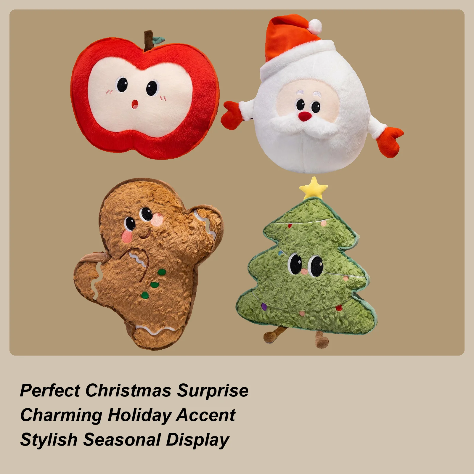 Pluszowy piernikowy drzewko choinkowe, uroczy, miękki, dekoracja świąteczna do domu, poduszki świąteczne, lalka na choinkę, poduszka ozdobna, zabawka.