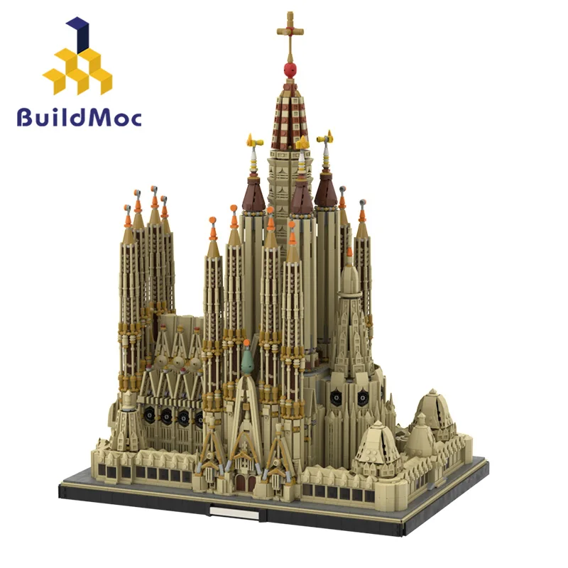 MOC Spanish Architecture Church Sagrada Familia Builidng Blocks Set Sightseeing Attractions Chapel Barcelona Bricks Toy Kid Gift