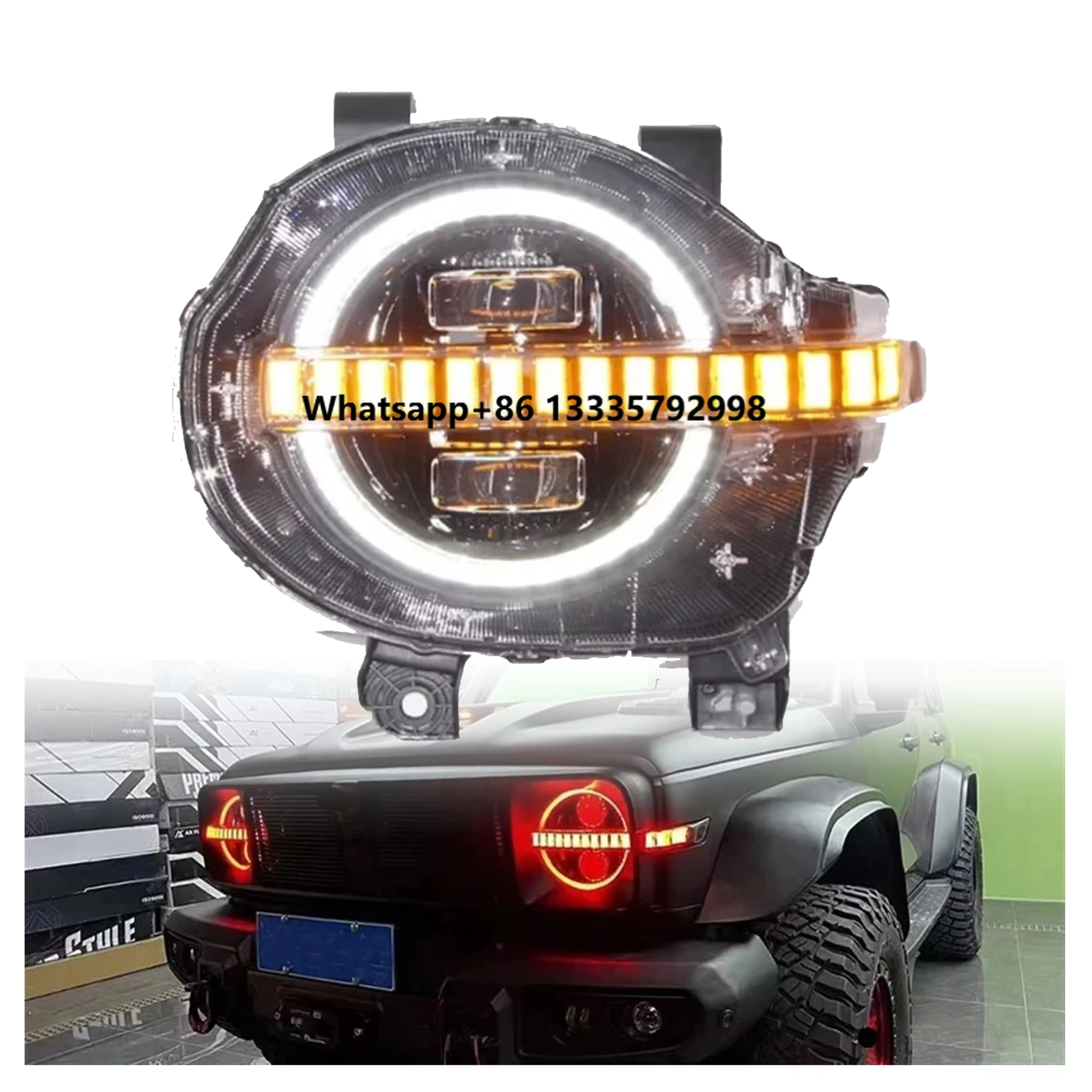

NEWWIND Follow-up Mode Popular LED Headlight Evil/Angel Design Car Accessories Round Headlamp for Tank 300 System