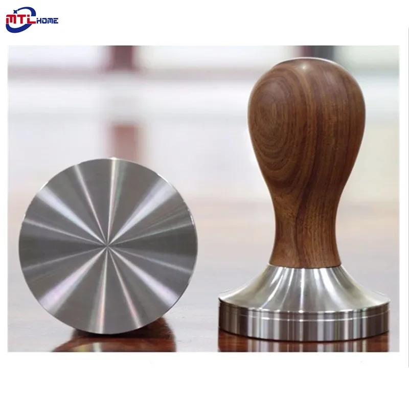 51/53/58/mm Coffee Tamper Barista Espresso Maker Grinder with 304 Stainless Steel Base Solid Wooden Handle  مطحنة القهوة