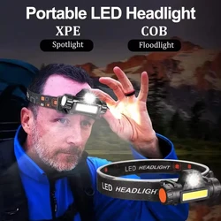 USB Rechargeable COB LED Headlamp Strong Magnetic Powerful Headlight Super Bright Waterproof Head Torch for Outdoor Fishing