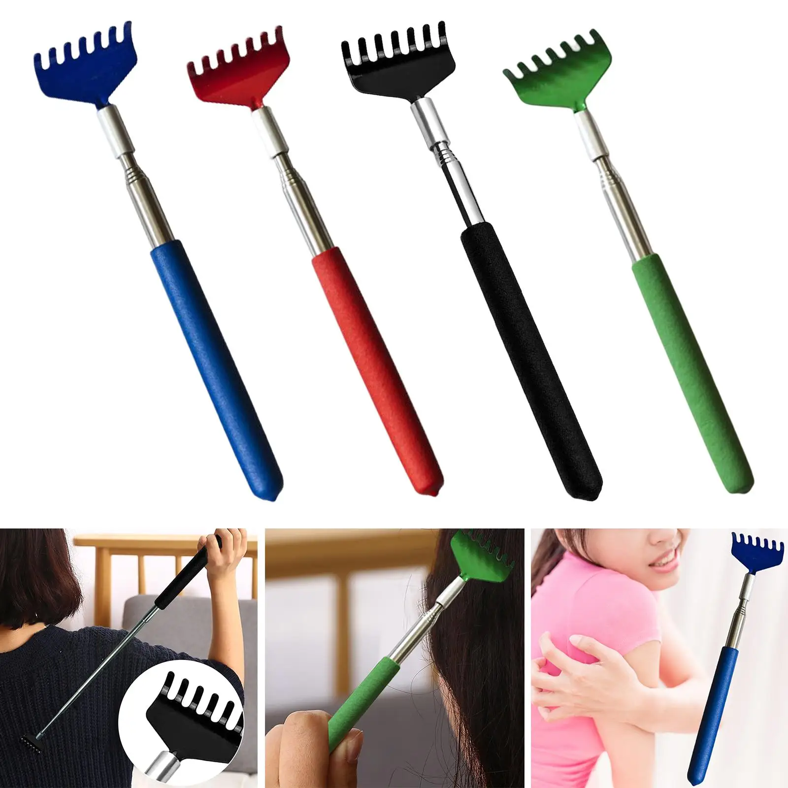 

Retractable Telescopic Back Scratcher Stainless Steel Portable Handy Massager Home Office Comfortable Handle for Women Men Gift