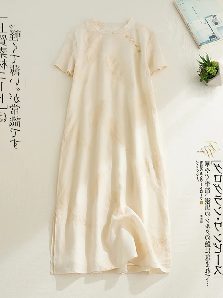 

Летний винтажный китайский модифицированный Dr, большой размер, женский модный воротник с разрезом подол, вышитый ор Све Ло...