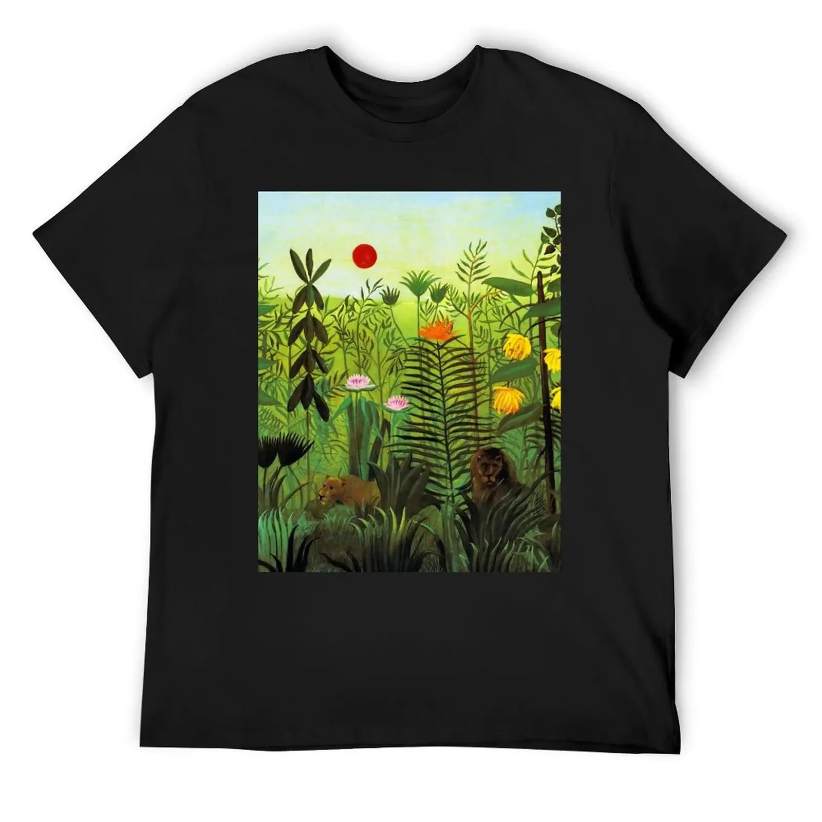 

Henri Rousseau Exotic Landscape with Lion and Lioness in Africa, 1903-1910 T-Shirt man clothes vintage anime shirt shirts men