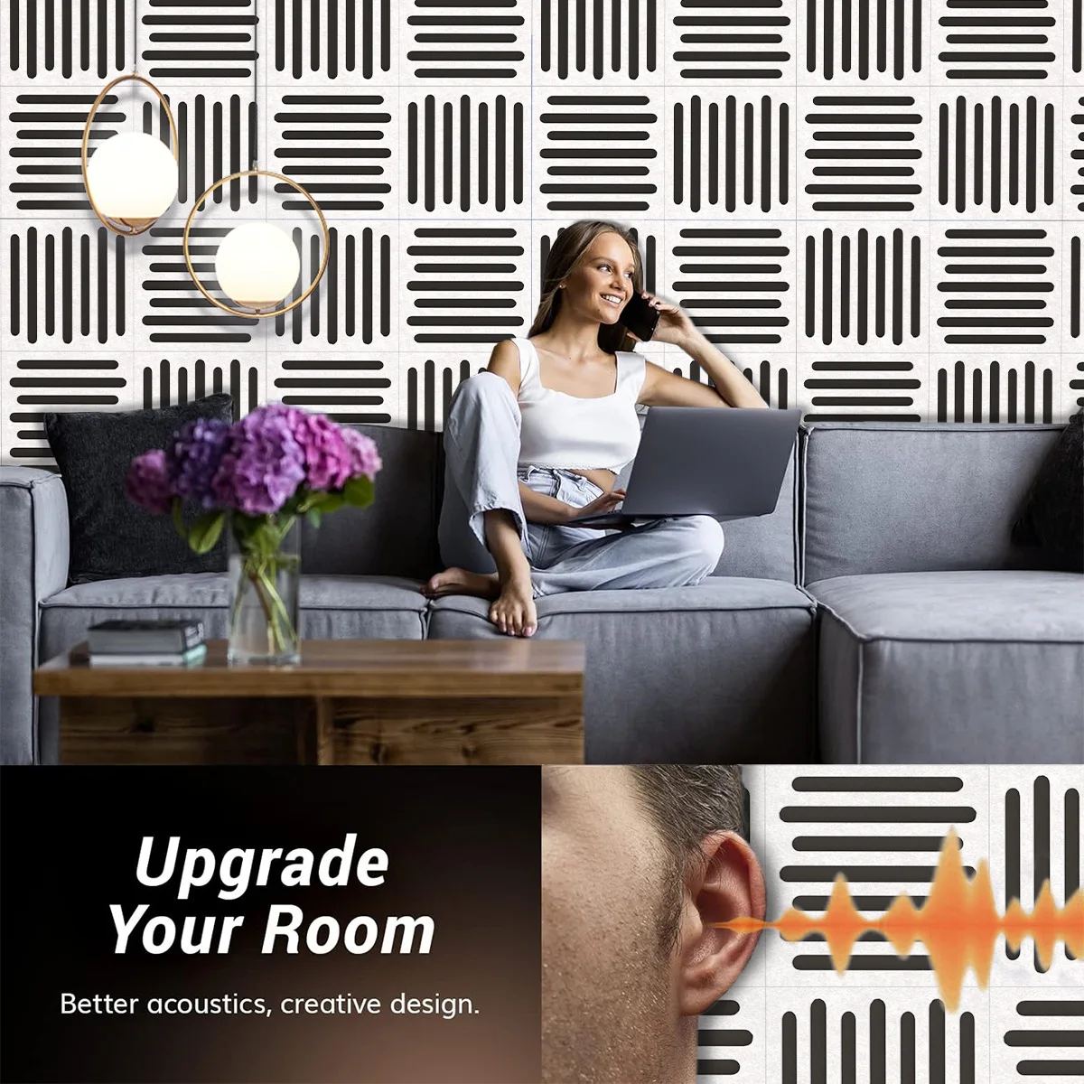 3D Acoustic Wall Panels Egg Crate Design High-Density Sound Absorbing Foam Panels for Home Theater Studio Office Noise