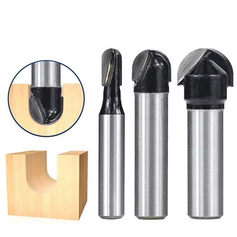 Milling Cutter 8mm Shank Ball Nose End Mill Tungsten Carbide Trimming Corner Round Router Bit for Woodworking Tools