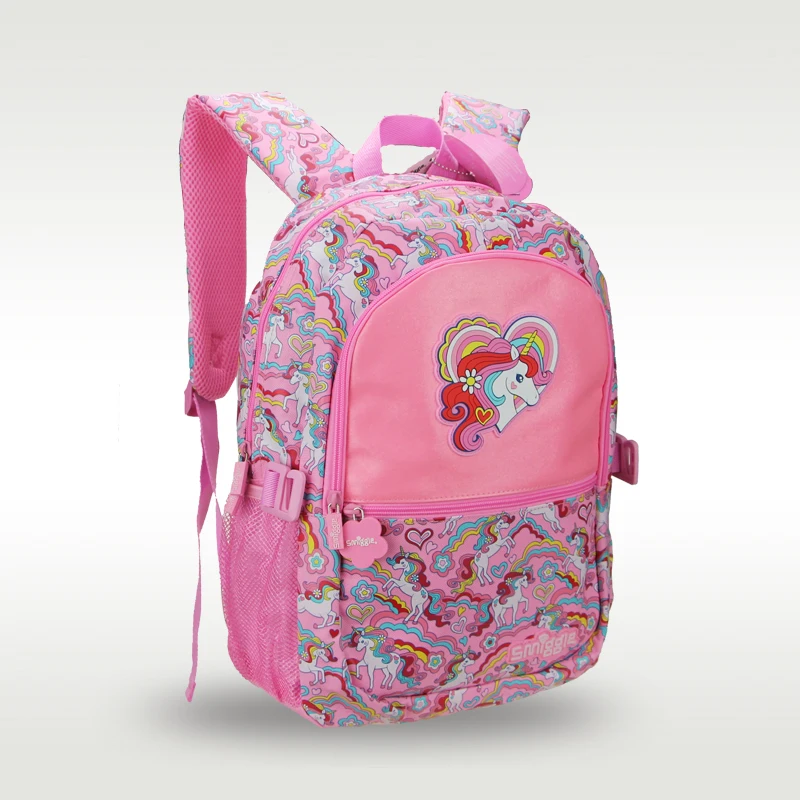 Australia Smiggle original hot-selling children's schoolbag cute girl pink love unicorn high-quality schoolbag 16 inches