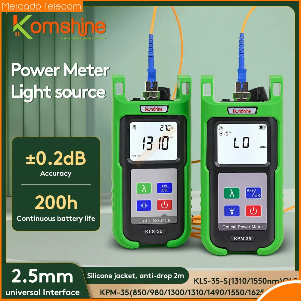 

Optic Fiber Power Meter KomShine KPM-35 FTTH Fiber Cable Tester With Singlemode Fiber Optical Light Source KLS-35 1310/1550nm