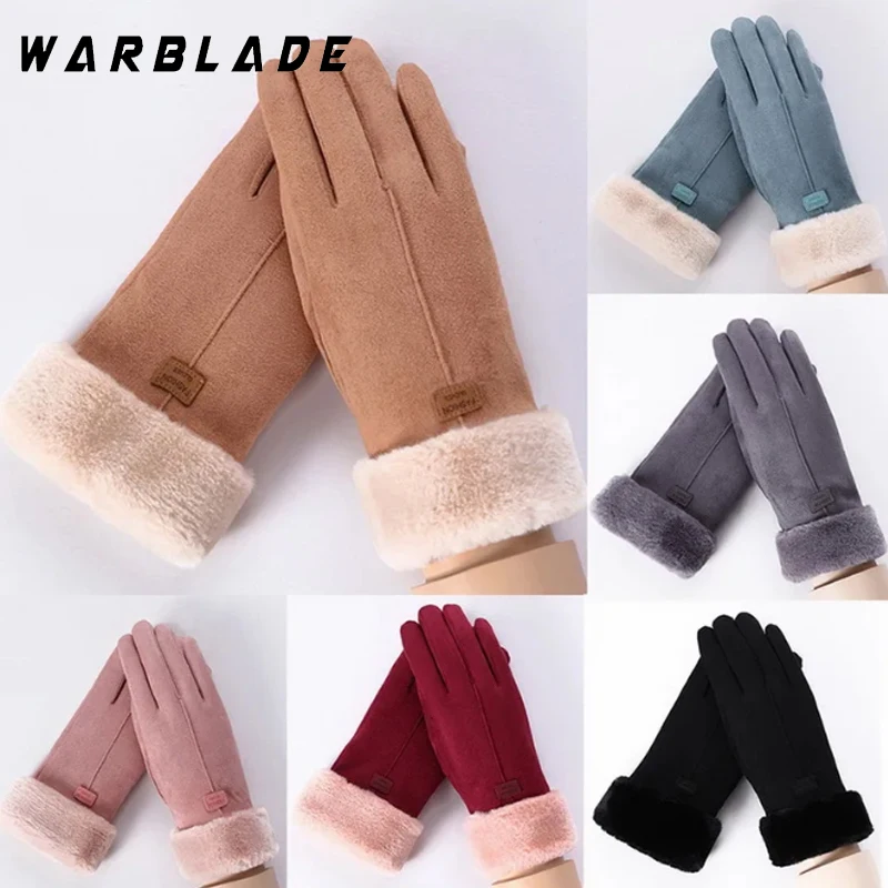 

WarBLade Women Gloves Autumn Winter Cute Furry Warm Mitts Full Finger Mittens Fashion Women Outdoor Sport Female Gloves Screen