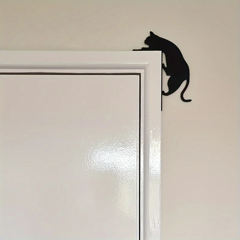 Charming Cat-Themed Metal Door Corner Decorations - Reusable, Matte Finish, Easy to Apply, Suitable for Halloween and Christmas Decorations in Homes and Offices