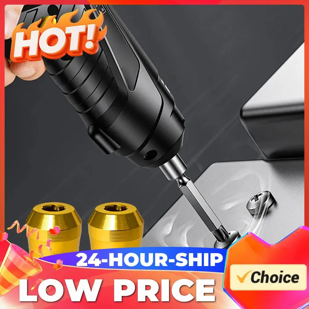 2Pcs Magnetized Ring Screwdriver Bits Aluminum Alloy Shank Screwdriver Bit 6.35mm Anti-Slip for Mechanic Carpenter DIY Repair