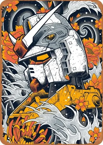 Anime Poster Mecha figure poster metal tin sign Wall Art Decor Tin Sign
