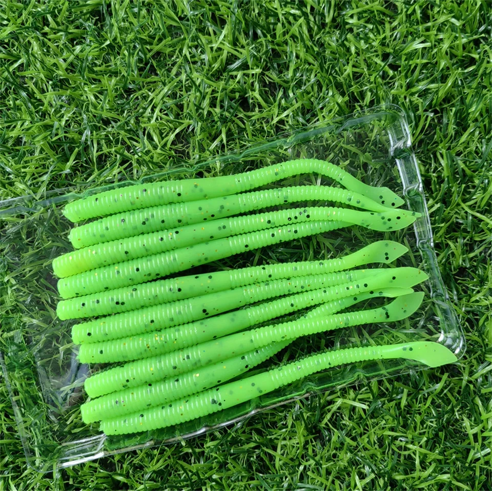 MUKUN 10 Stück Weichköder 10cm 2,3g Silikon-Wurm Sinkender Minnow Swimbait Wobbler für Süßwasser Bass Hecht Weiche Angelköder – Detail 8