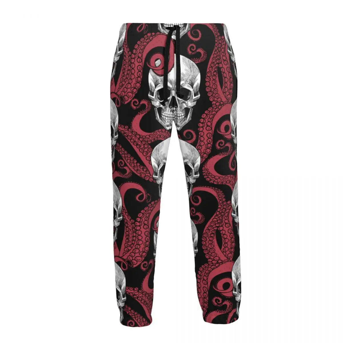 Casual Jogger Pants Skull And Red Octopus Tentacles Men Fitness Gyms Pants Outdoor Sweatpants Pants Mens Trousers